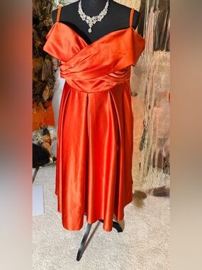 Satin Orange Cocktail Dress